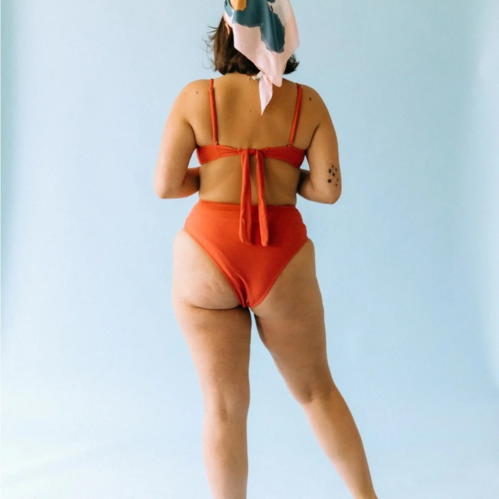 Coral Ribbed Bikini Set - Picture 2 of 2